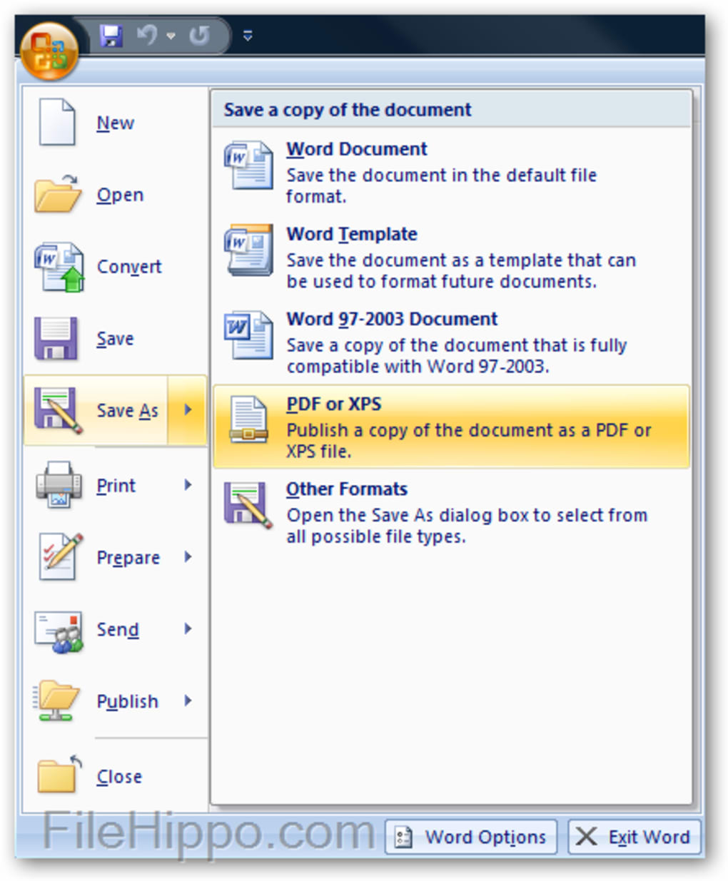 2007 Microsoft Office Add-in: Microsoft Save as PDF or XPS Free
