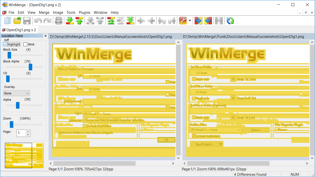 winmerge compare directories