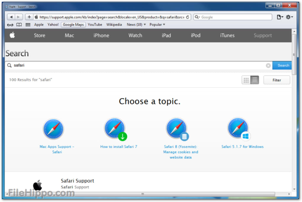 safari browser free download filehippo