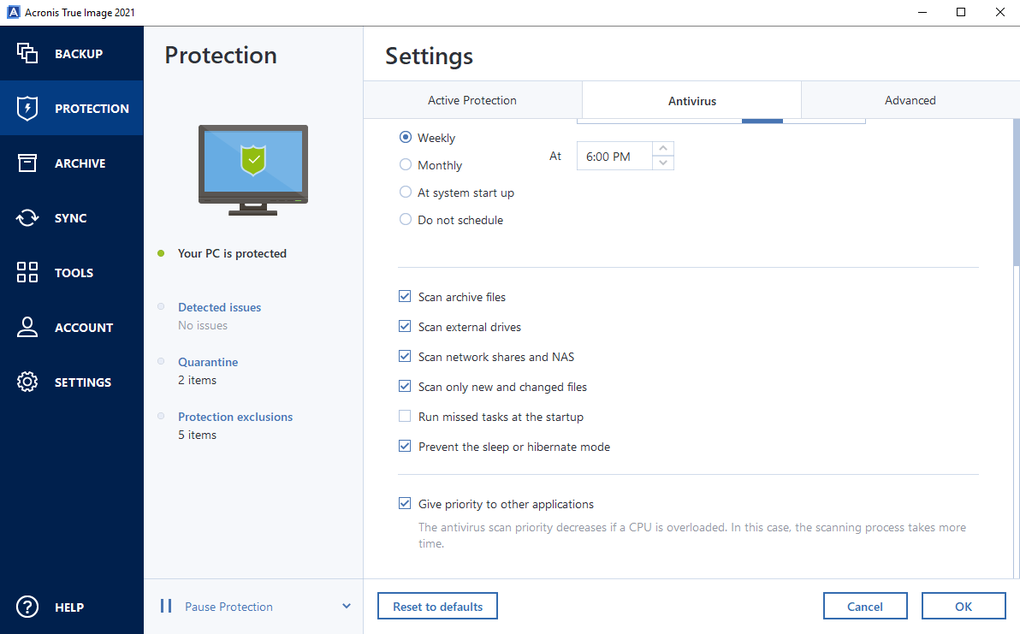 acronis true image windows supported file systems