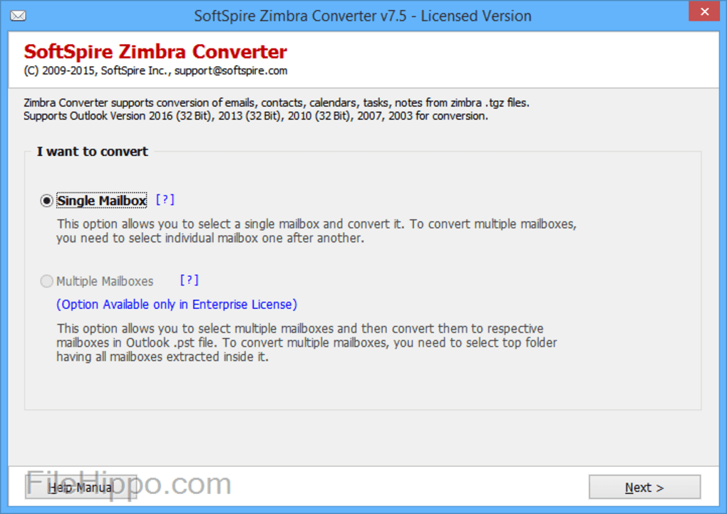 Zimbra TGZ to PST Converter Trial version