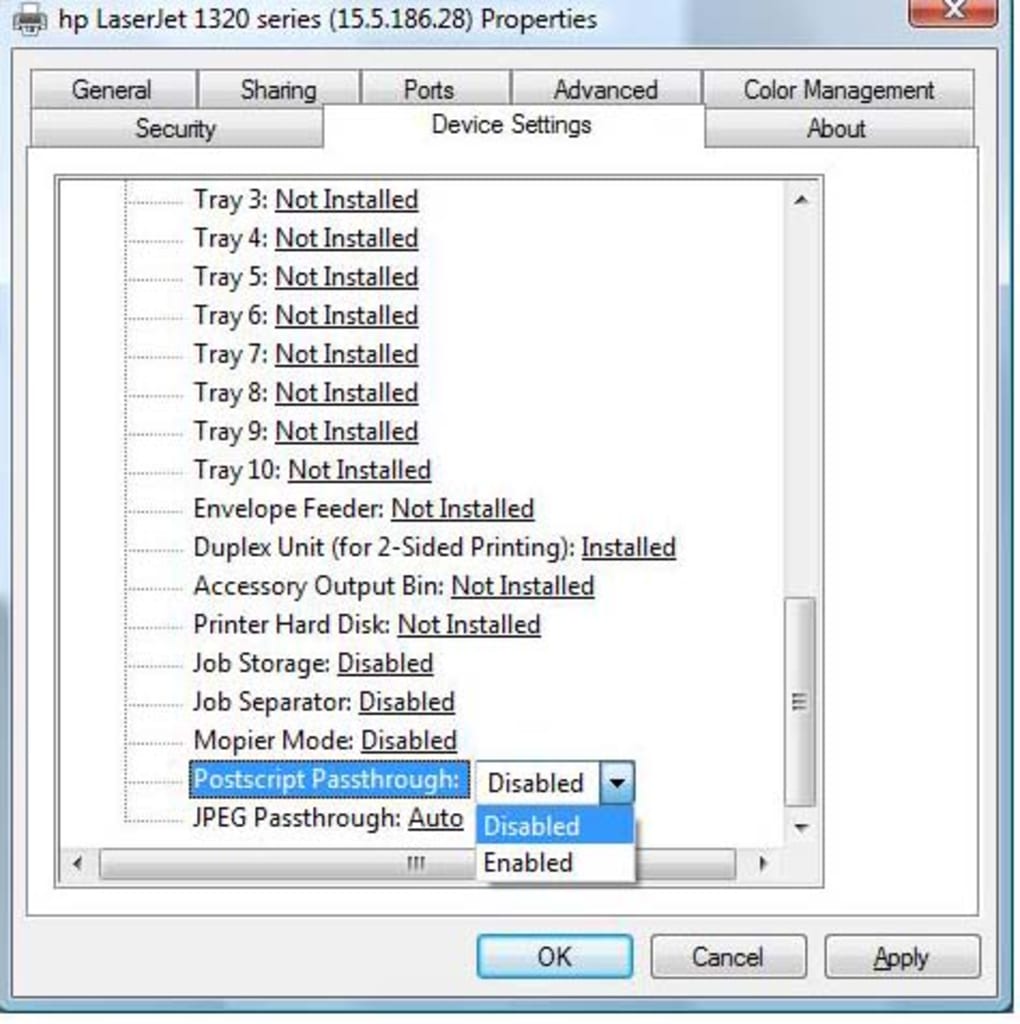 Download HP LaserJet 1320 Printer drivers varieswithdevice for Windows