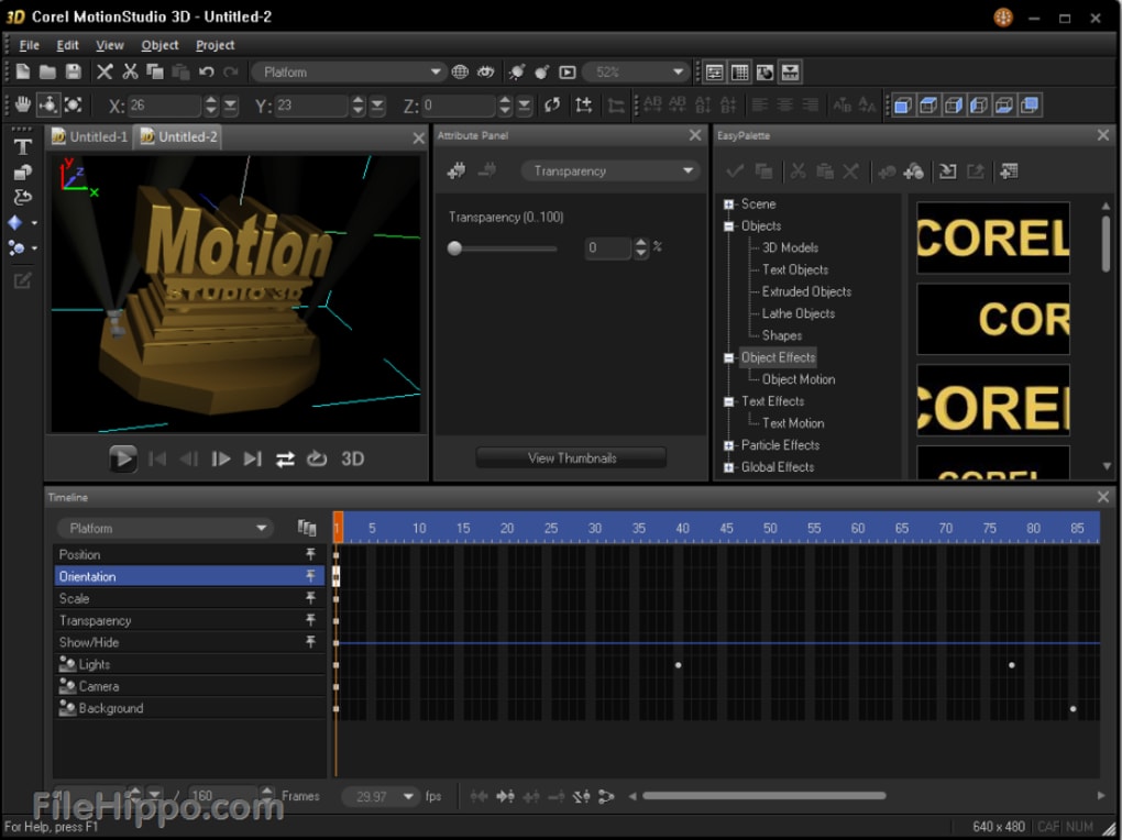 import video into corel motion studio 3d