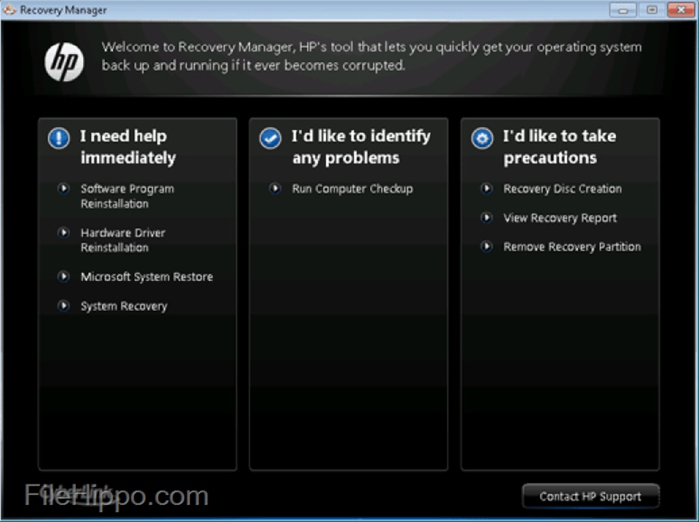 hp recovery image and software download tool
