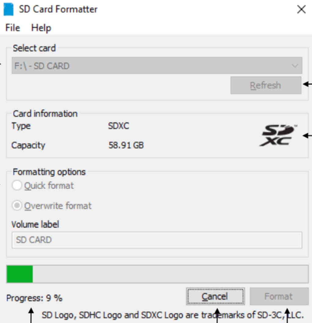 sd memory card formatter cant find my drive