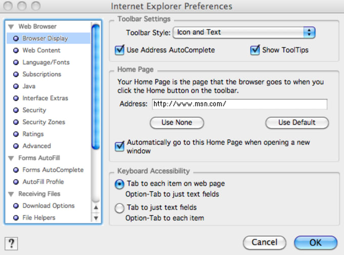 ie browser for mac os x