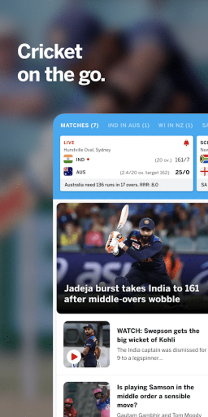 cricinfo live cricket streaming