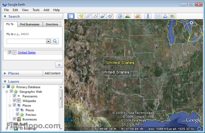 Screen of Google Earth flight simulator (source: Google Earth