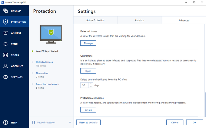 sync issue acronis true image 2019