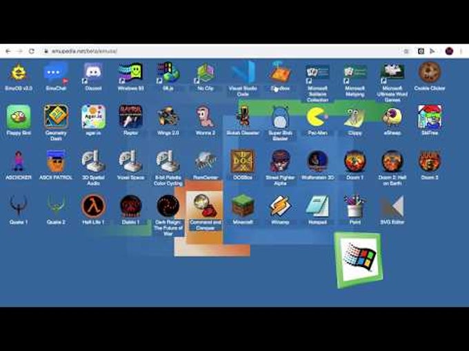 EMU OS, Online Windows Emulator, Play Minecraft, Old games, Doom