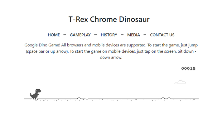 T-Rex Dinosaur game  Play the chrome-based no internet game