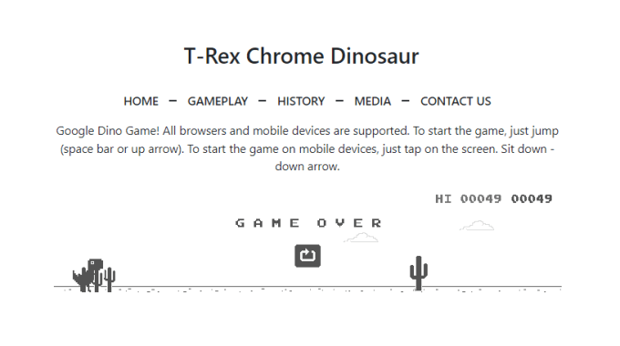 Chrome Dino Game Online