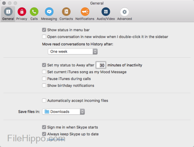 skype for mac menubar