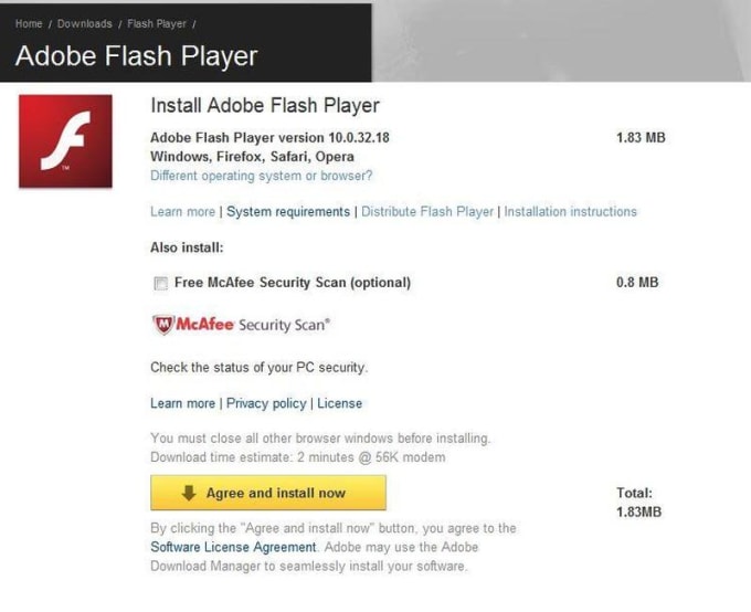 adobe flash player free download for windows 98