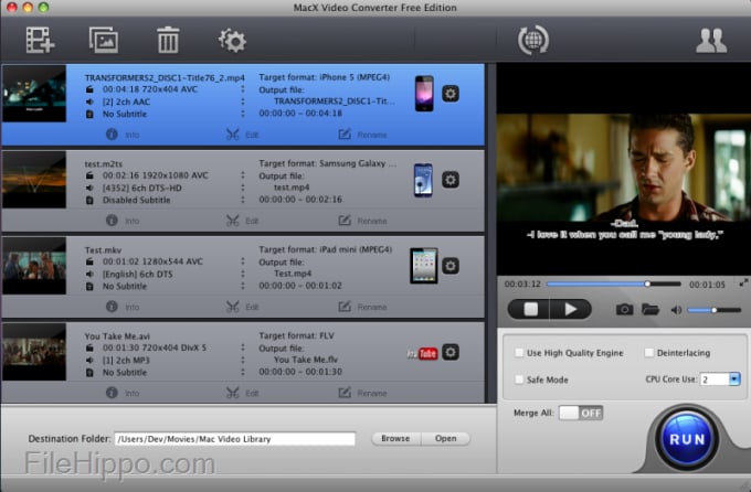 Mac用のmacx Video Converter Free Edition 4 2 6をダウンロード Filehippo Com