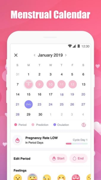 Period Calendar Cherry  Track Menstrual Cycle