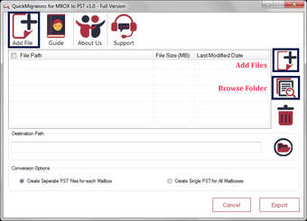 QuickMigrations for MBOX to PST