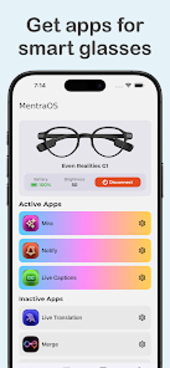 Bild 0 für Mentra - Smart Glasses Ap…