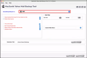 MacSonik Yahoo Mail Backup Tool