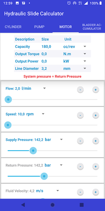 Hydraulic Slide Calculator