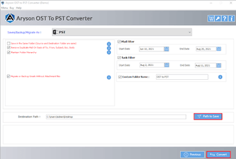 Aryson OST to PST Converter