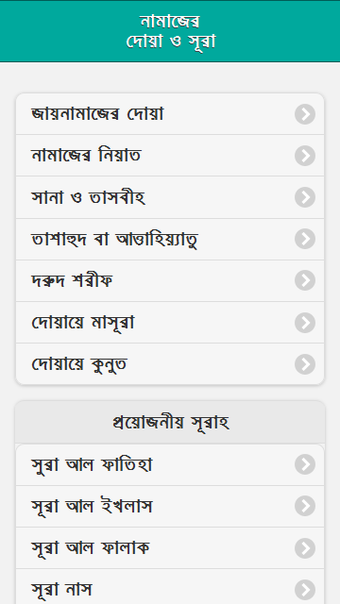 নামাজের দোয়া ও সূরা