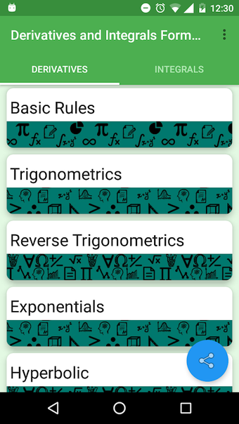 Derivative - Integral Formulas