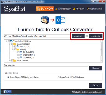 SysBud Thunderbird to Outlook Converter