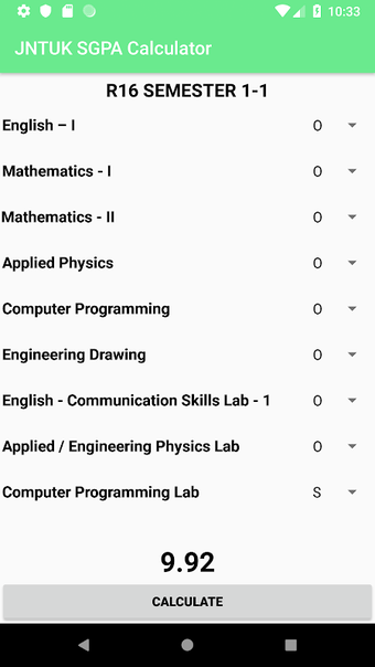 JNTUK GPA CALCULATOR R16