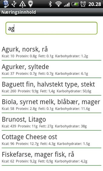 Immagine 0 per Næringsinnhold