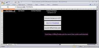 Excel To VCard Converter