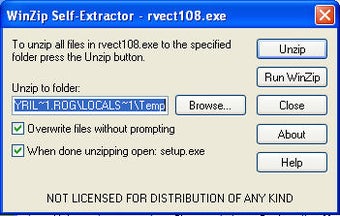 WinZip Self-Extractor UI shots 1