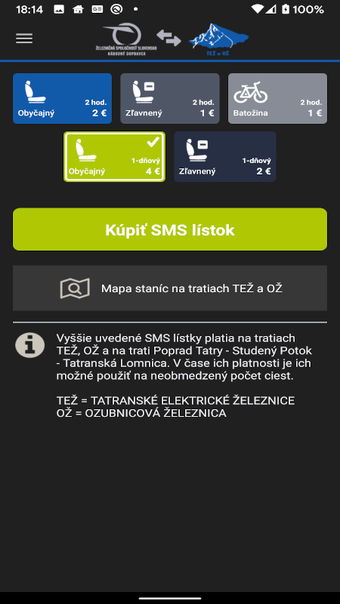 ZSSK SMS lístok