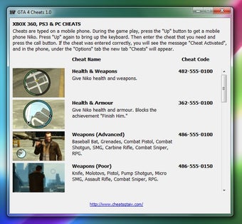 Grand Theft Auto IV Cheat Codes for Xbox 360