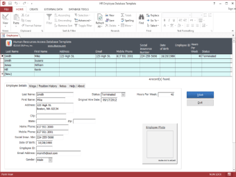 HR Employee MS Access Database Template