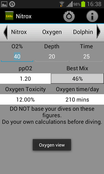 Imagen 0 para Nitrox calculator