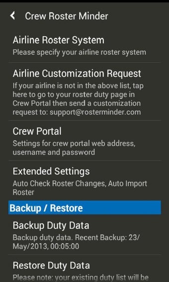 Roster Minder for Airline Crew