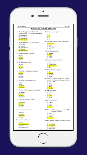 Physics 11 MCQs Solved