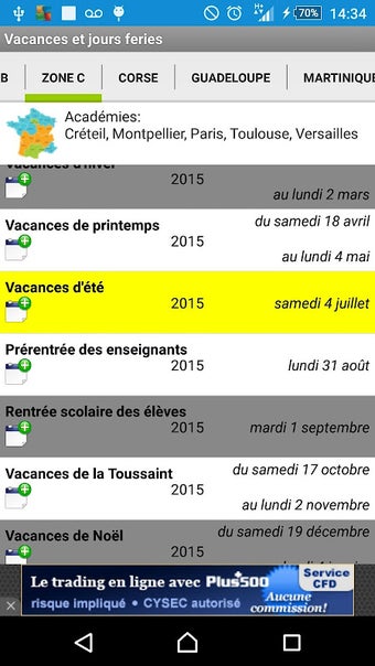 Vacances et jours fériés