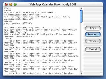 Web Page Calendar Maker