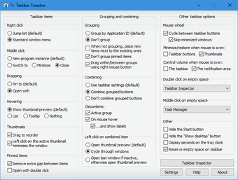 Immagine 2 per 7+ Taskbar Tweaker