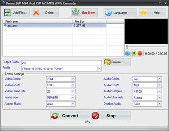 Power 3GP MP4 iPod PSP AVI MPG WMV Converter