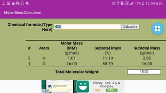 Bild 0 für Molar Mass Calculator