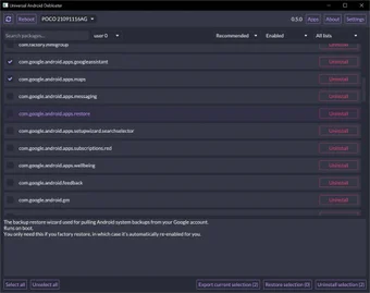 Universal Android Debloater GUI