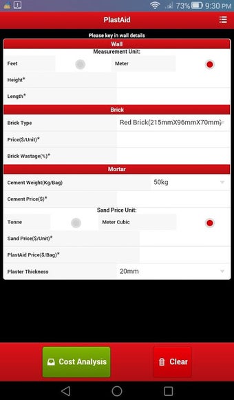 PlastAid- Plastering Calculator