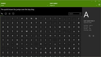 Font Character Map