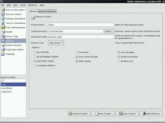 MySQL Administrator Screen Grabs 1