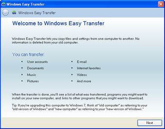 Imagen 2 para Windows 7 Easy Transfer