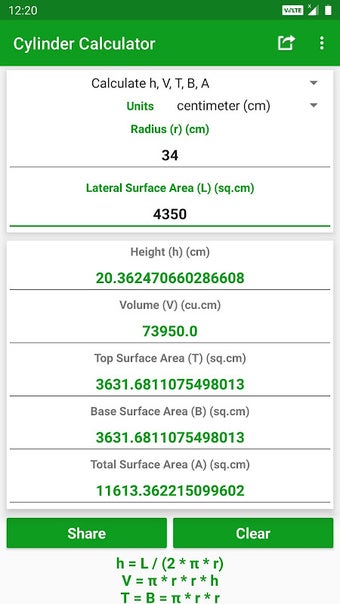 Cylinder Calculator的第0张图片