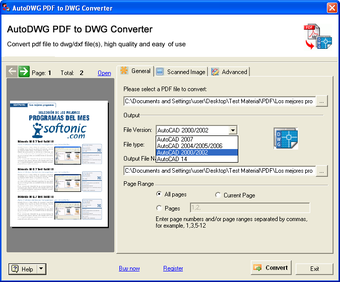 PDFIn PDF to DWG Converter